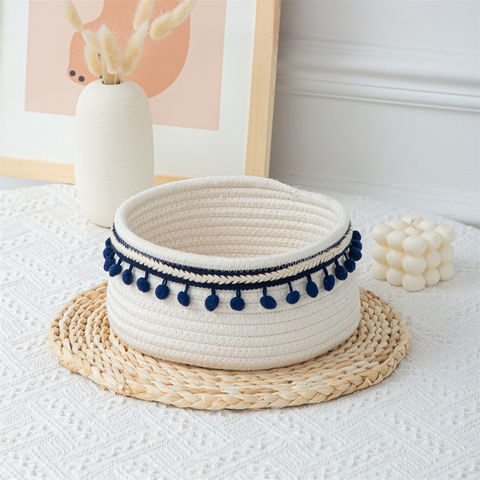 Cotton Thread Weaving Bedside Storage Basket Clothing Magazine Desktop Storage Basket
