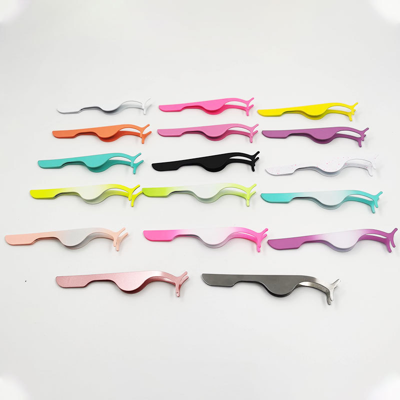 Eyelash Tweezer Private Label Top Quality Custom Stainless Steel Colorful Eyelash Applicator Tweezers