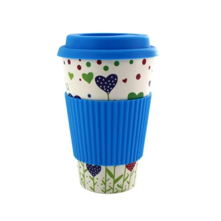 RPET 400ml Customizable Sleeve Promotional Bamboo Fiber Colorful Coffee Mugs