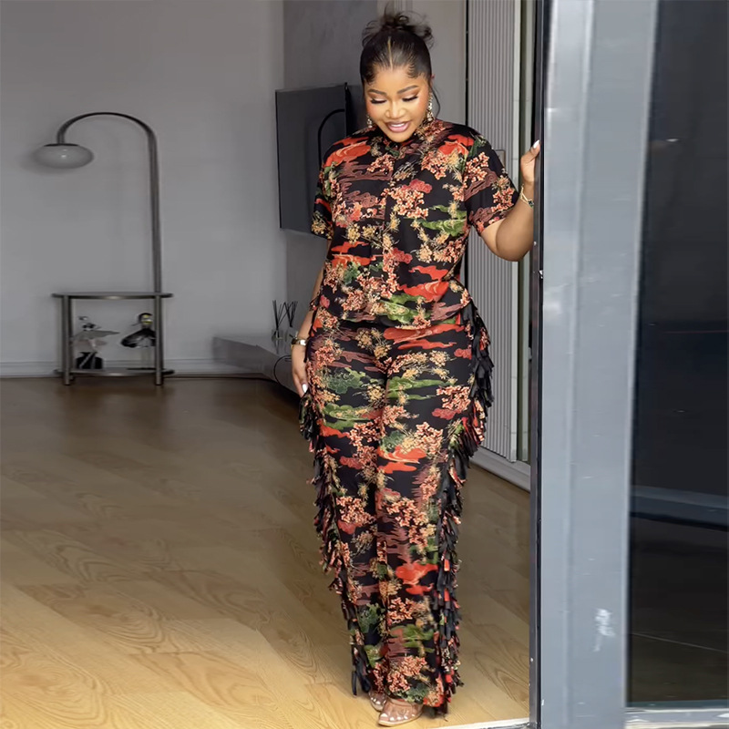 Комплект женский рубашка короткий рукав и брюки широкие