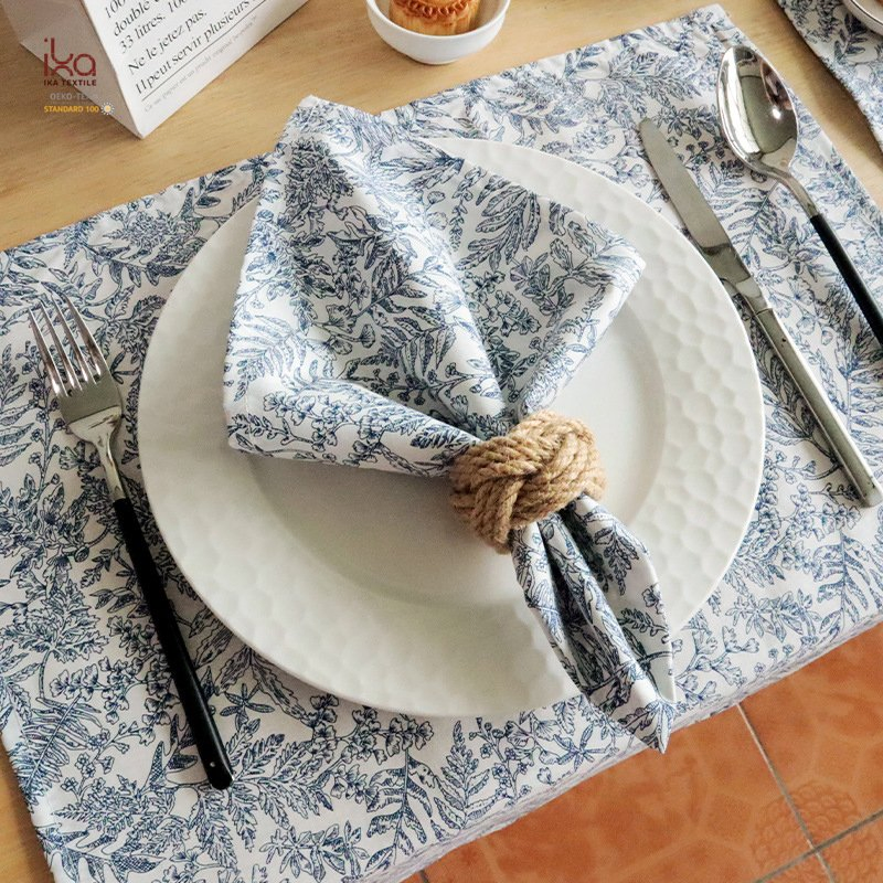 Outdoor Christmas Decorative Party Wedding Personalized Custom Logo Natural Woven Eco Friendly White Cloth Napkins with Embroidery