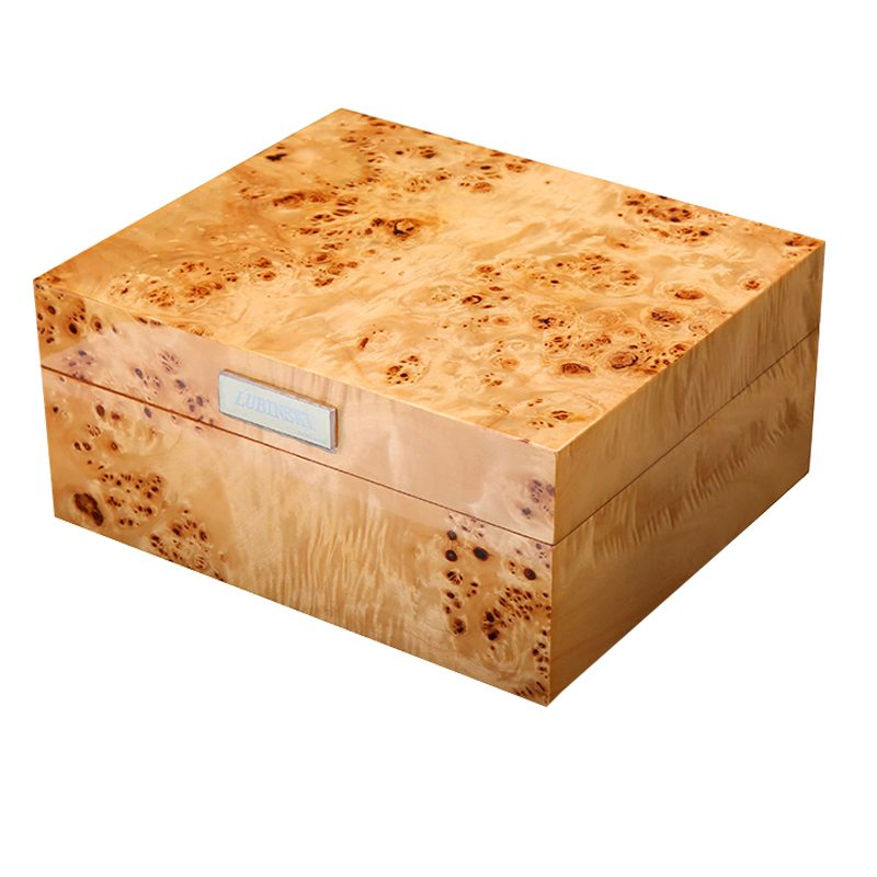 Brown Leather Handmade 25-50 Cedar Wood Cigar Humidor