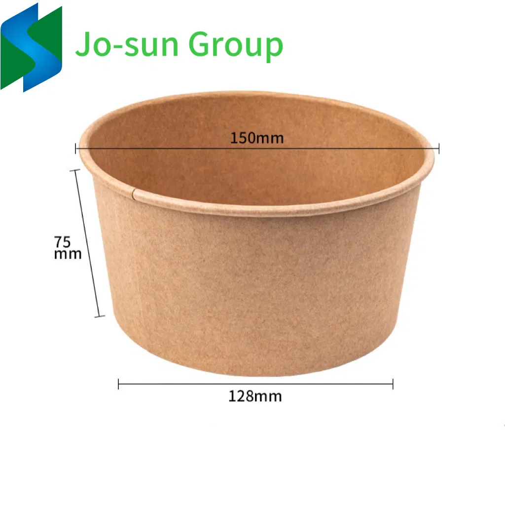 Jo-Sun Disposable Custom Printing Food Packing Box Container Salad Bowls Kraft Paper Bowl with Lid