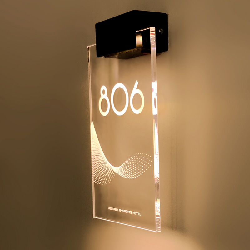 Ezd New Design Acrylic Illuminated Hotel House Door Number Sign with Light
