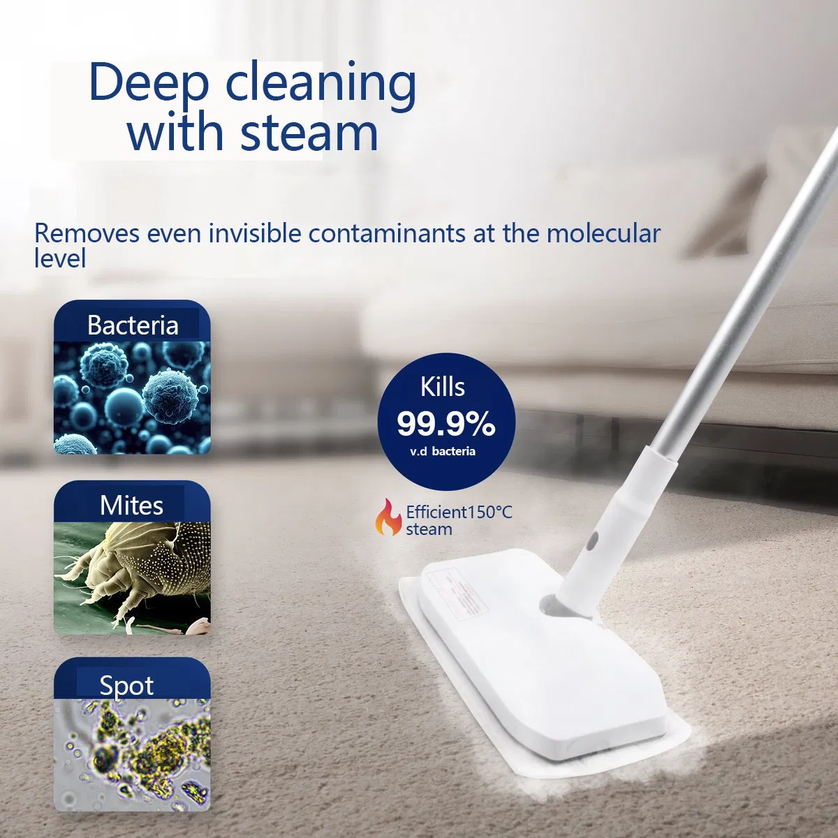 Portable Steam Mop 2025 Flexible Carpet Corded Handheld Steam Cleaner Flat Mop Vacuum Carpet Cleaner for Home Use