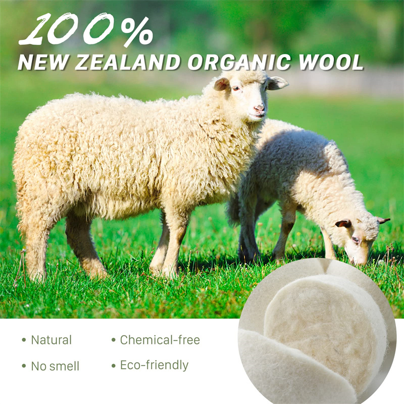 Factory Wholesale 6 Pack Eco Friendly Laundry Wool Felt Dryer Balls with Cotton Bag