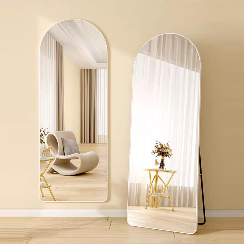 Custom Size and Shape Salon Hotel Metal Alloy Framed Full Length Free Standing Floor Dressing Mirror for Home Decor