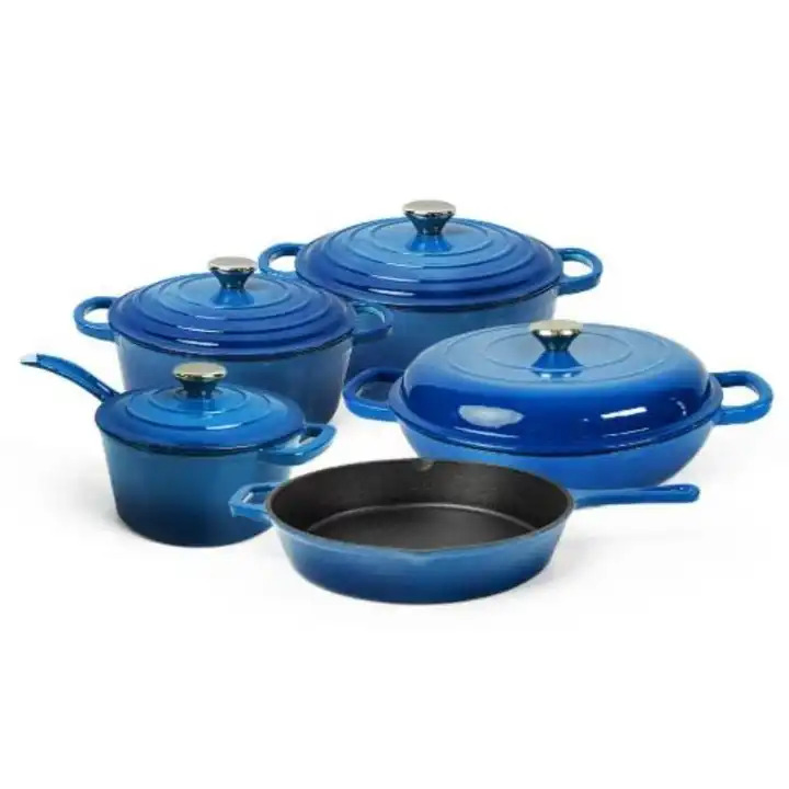 Factory Price Home Kitchen Cooking Enamel Cast Iron Non Stick Pots Cookware Set