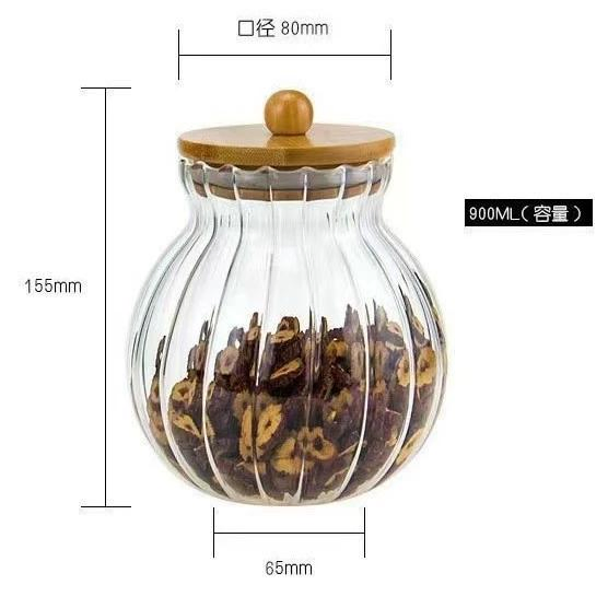 High Quality Decorative Glass Food Storage Jars Dust Proof Sealed Vertical Stripes Glass Jar