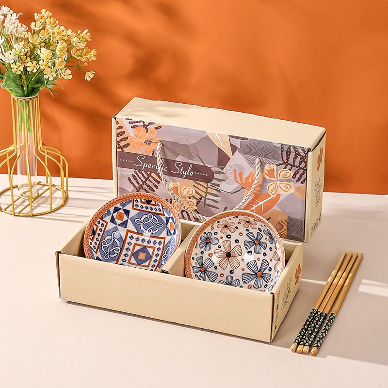 4.5" Bowl Pad Printing Decal with Colour Box 2/4/6 PCS Ceramic Porcelain Tableware