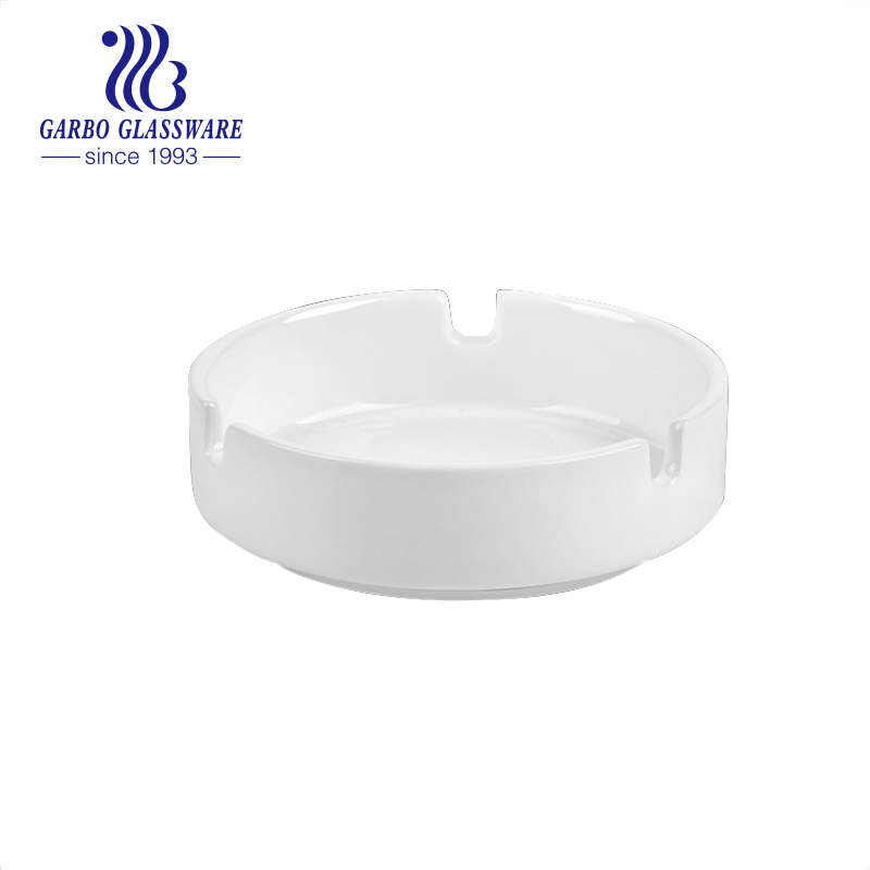 4 Inch White Ceramic Ashtray Magnesia Porcelain Classic Popular Shape for Hotel