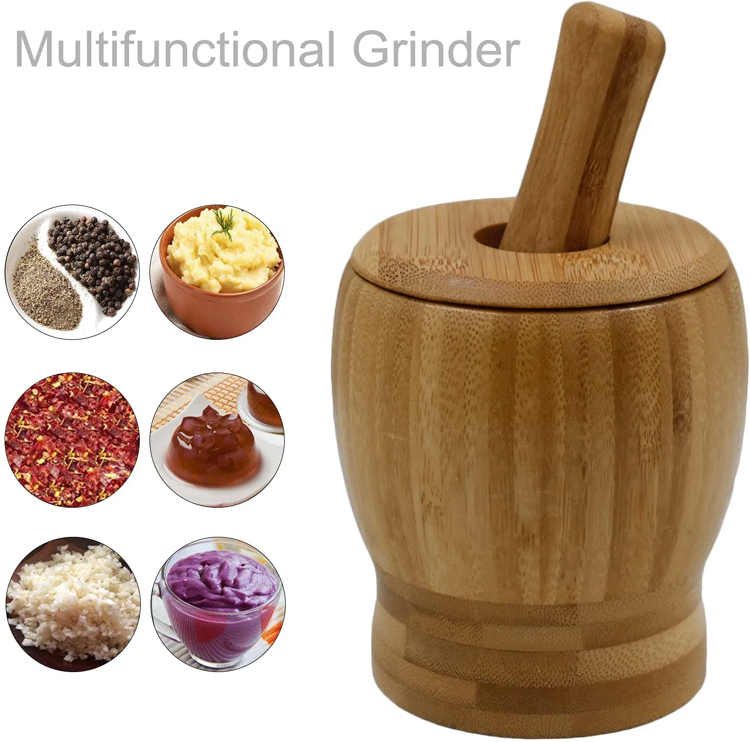 Bamboo Mortar and Pestle Sets as Kitchen and Pharmacies Tools