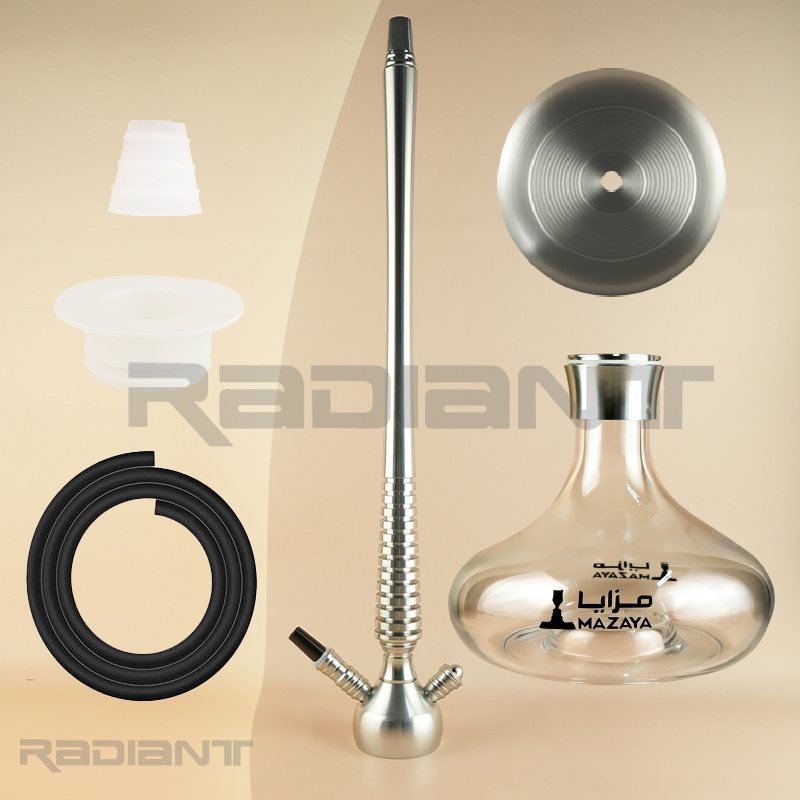 Hookah Set Large Single Tube Arabic Hookah Silver Hookah with Detachable Parts Mazaya