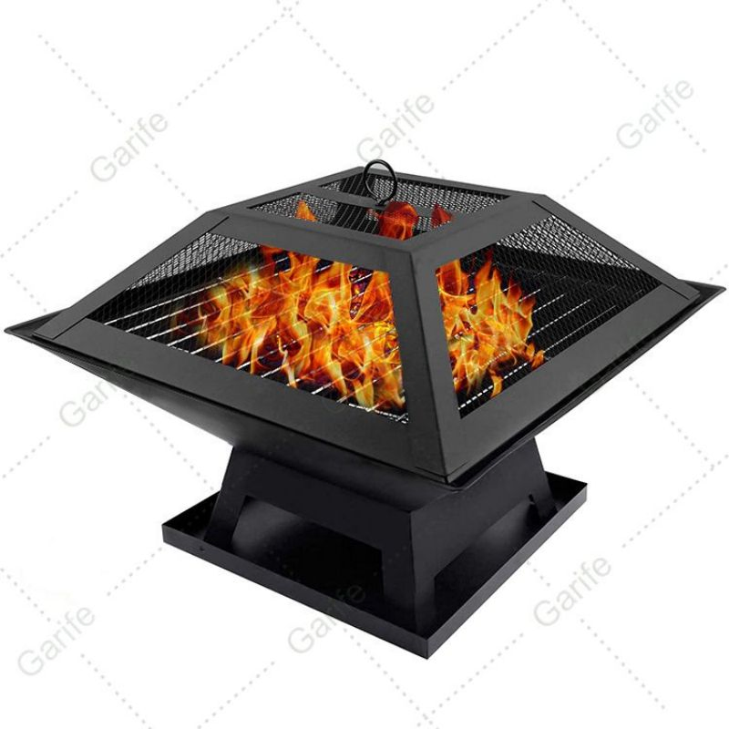 Factory Price Steel Square Fire Pit Outdoor BBQ Grill Wood Burning Stove