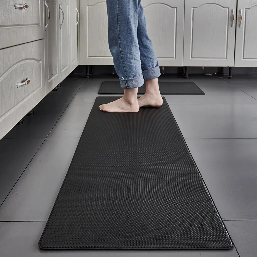 Eco Friendly Non Slip Vinyl PU Leather Kitchen Floor Mat Rug