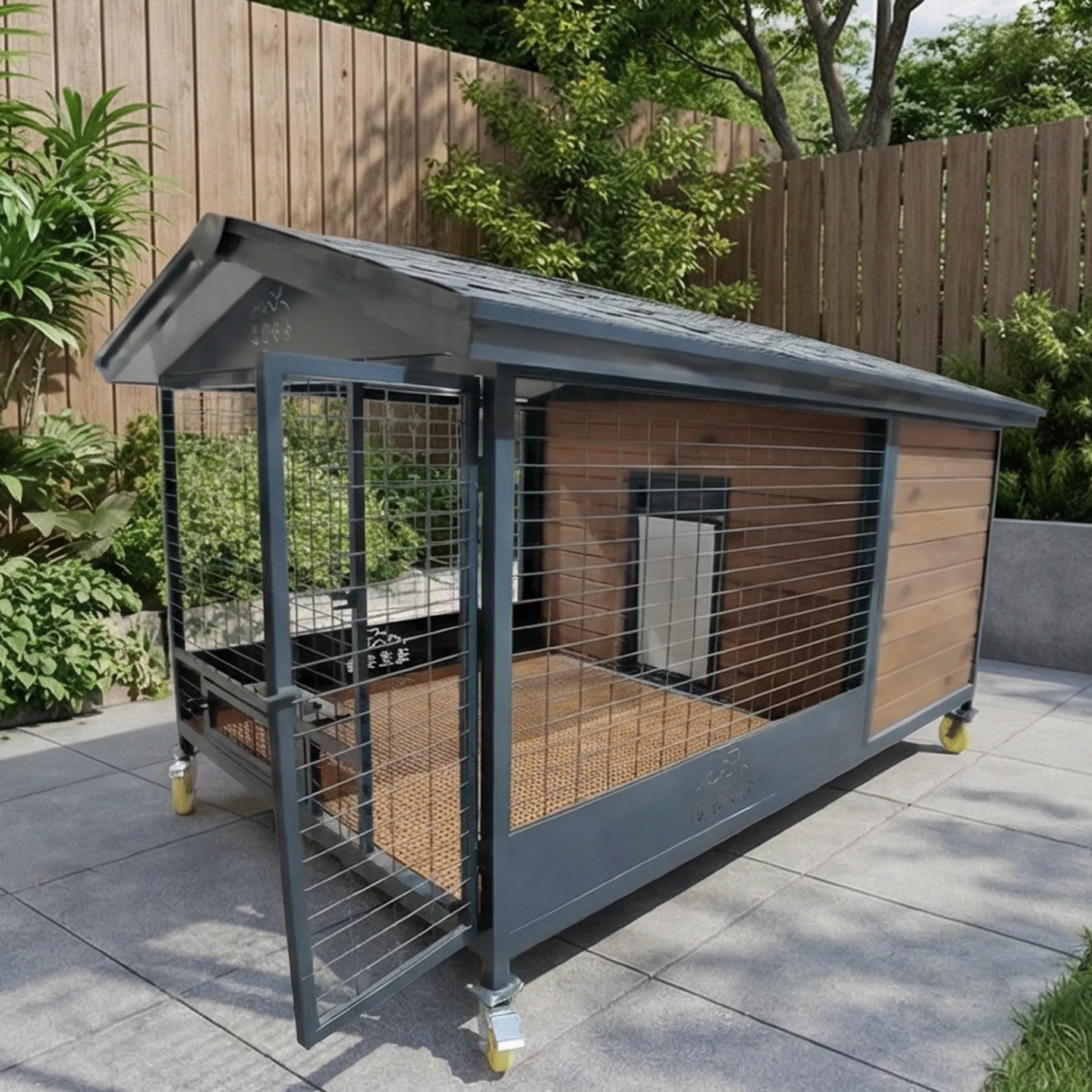 Durable All-Season Rainproof Ventilated Solid Wood Dog House