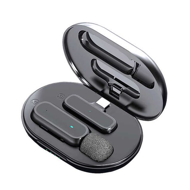 Professional Noise Cancelling Wireless Lavalier Microphone with Charging Case