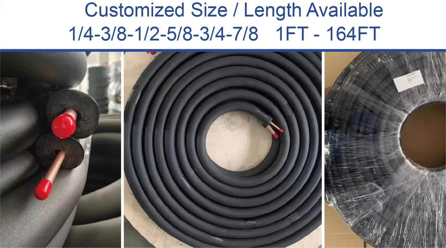 15m 20m 50m 1/4'' -3/8'' Insulated Copper Pipe Liquid Line for Air Conditioning