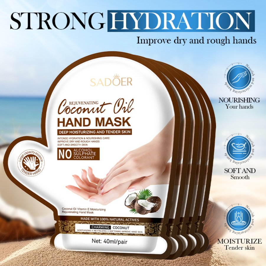 Organic Coconut Oil Vitamin E Nourishing Whitening Moisturizing Skin-Healing Winter-Specific Sheet Hand Mask for All Skin