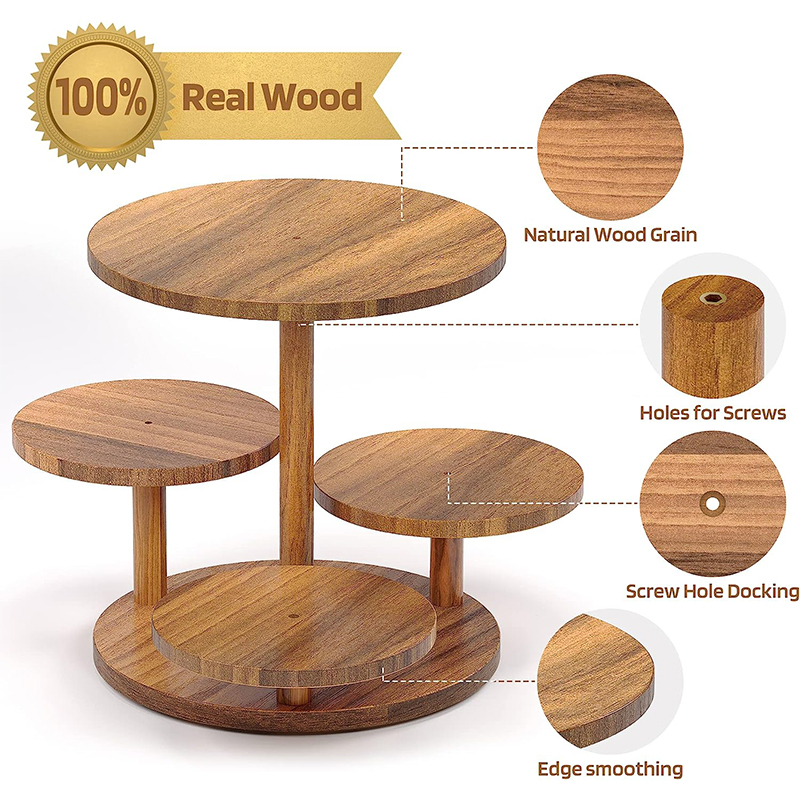 4 Tier Round Cupcake Wood Tower Stand for 50 Cupcakes