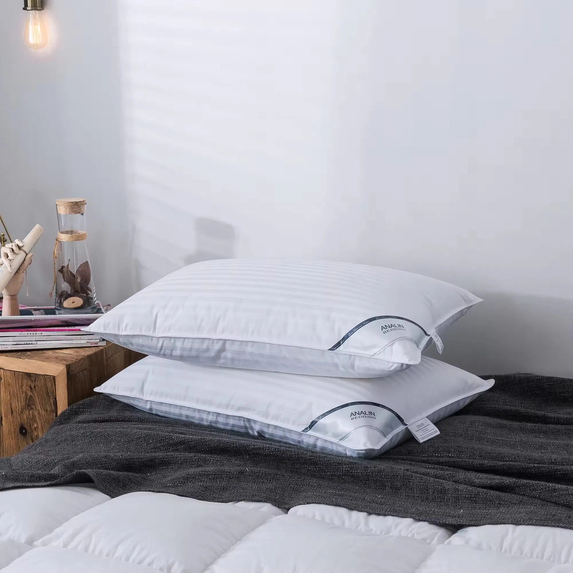 White Goose Duck Feather Down Hotel Soft Bed Sleeping Pillow Insert