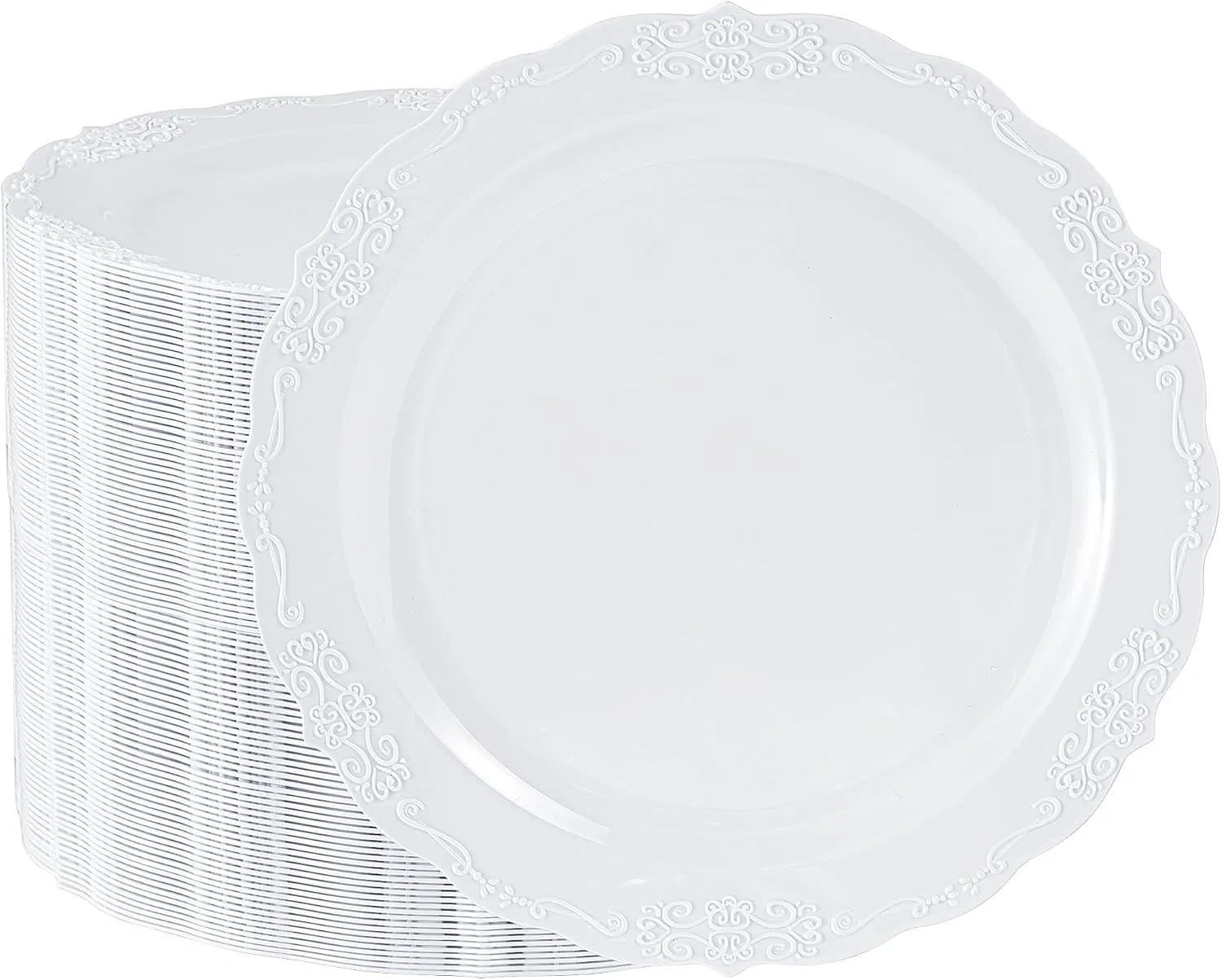 Elegant 10-Inch White Disposable Plates - Ideal for Weddings and Celebrations
