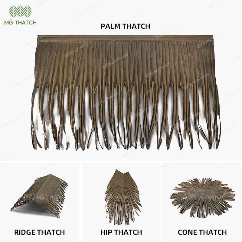 20 Years Warranty Fake Synthetic Palapa HDPE Palma Plastic Artificial Palm Roof Materials for Roof Replacement