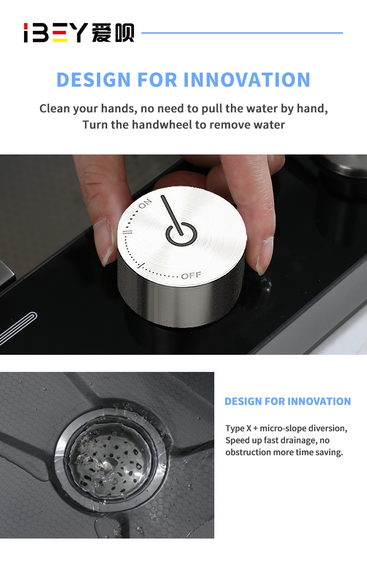 Ibey Stainless Steel Sink Multifunctional 5-Key Kitchen Sink with Invisible Tool Rest and Dish Rack