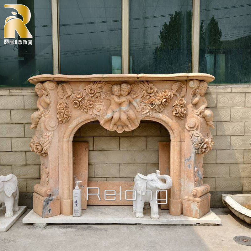 Modern Design White Marble Stone Carving Fireplace for Home Decoration