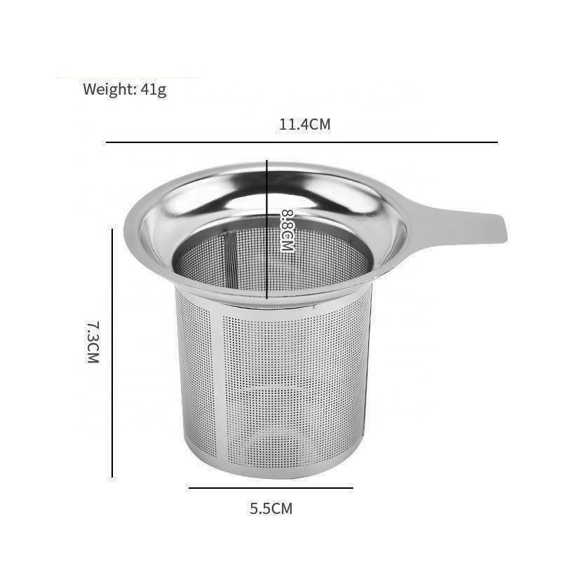 Dia 55mm 304 Stainless Steel Double Handle Tea Infuser Basket, Fine Mesh Tea Strainer, Tea and Coffee Filters for Loose Leaf