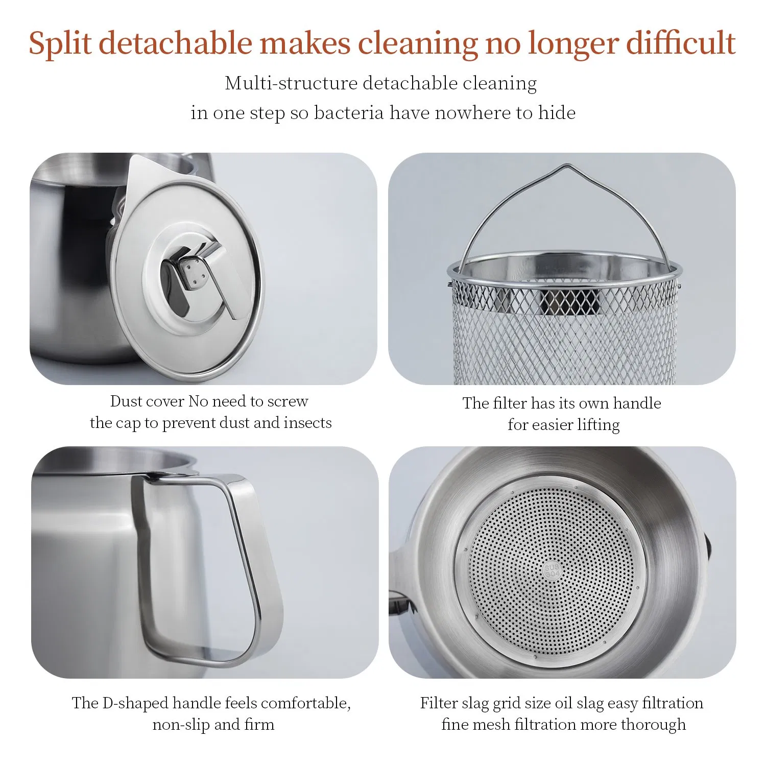 304 Stainless Steel Small Oil Filter Storage Can Filter