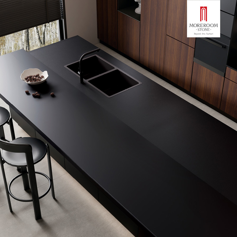 Large Laminated Porcelain Slab Black Marble Look Tiles for Elegant Side Tables