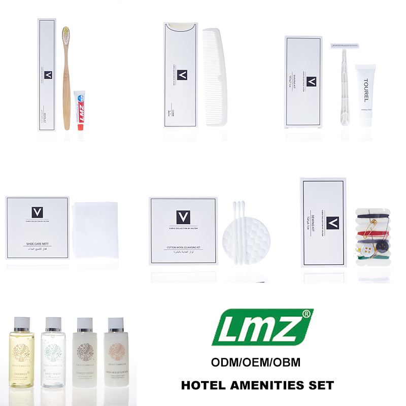 Custom Disposable 5star Luxury Hotel Travel Supplies Kit Eco Friendly Biodegradable Hotel Bathroom Toiletries Amenities Set