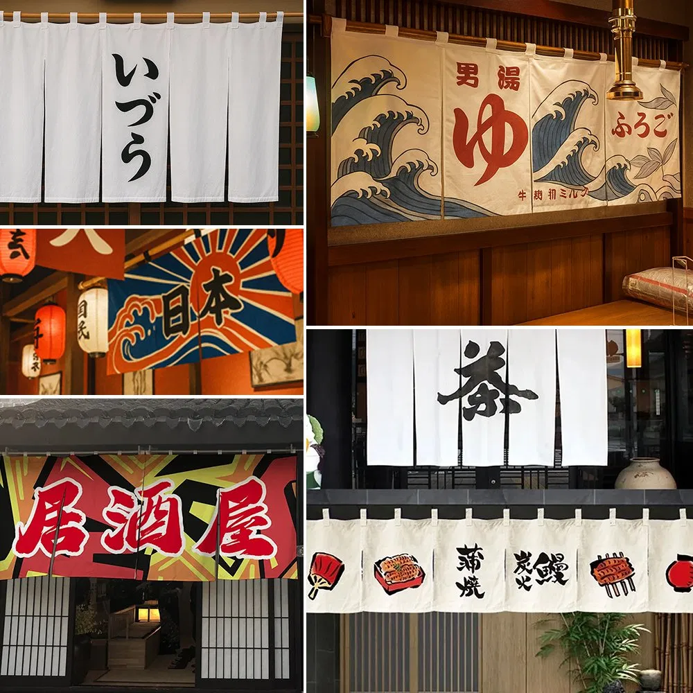 Promotion Full Color Kitchen Cotton Custom Entrance Hanging Doorways Japanese Door Curtain