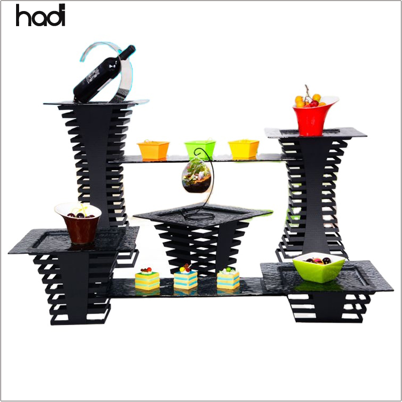 Hadi Modern Stainless Steel and Glass Complete Set Restaurant Utensils Display for Hotel Food Buffet Stand Sales