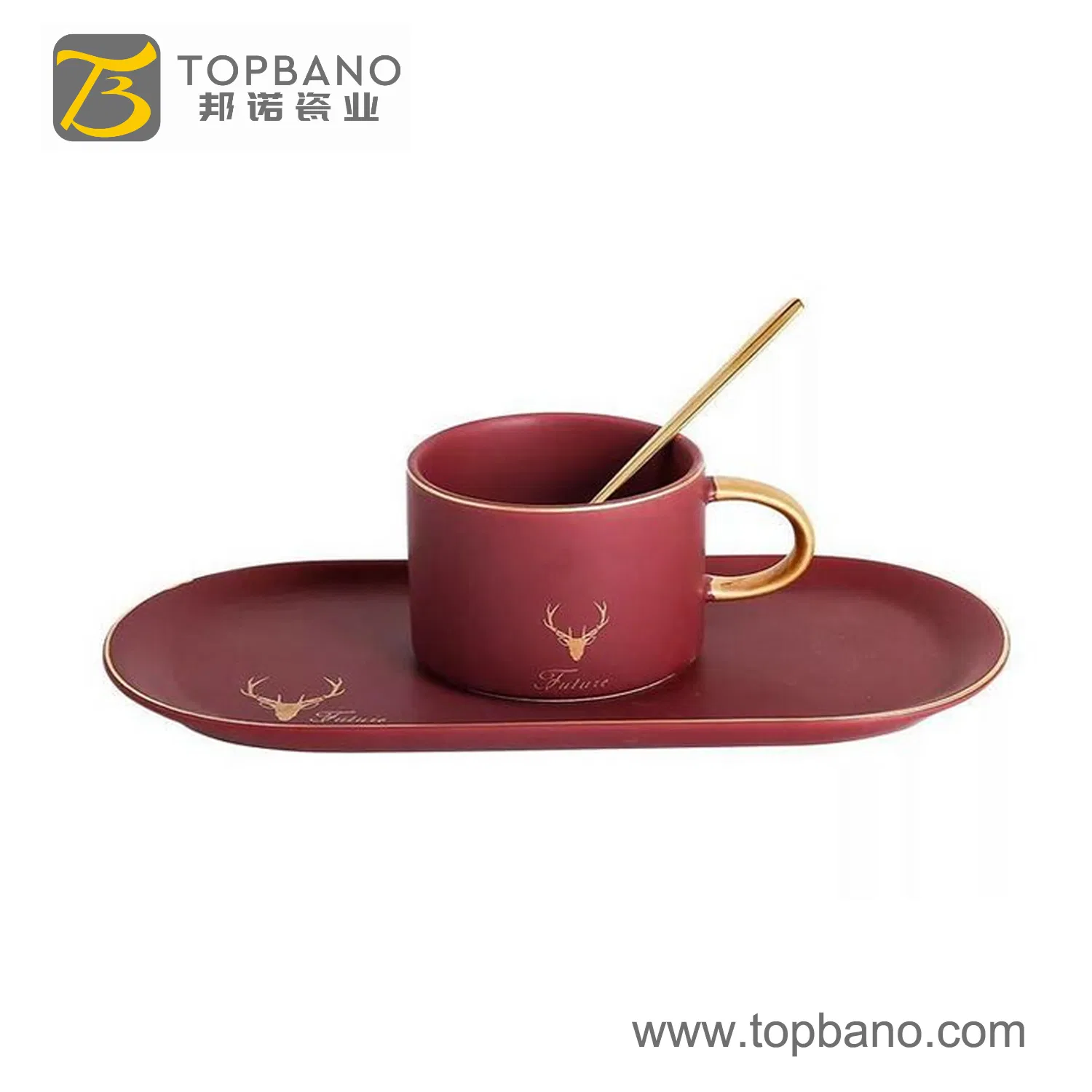 Porcelain Cup Coffee Cups Set and Saucers with Spoon for Promotional Gift