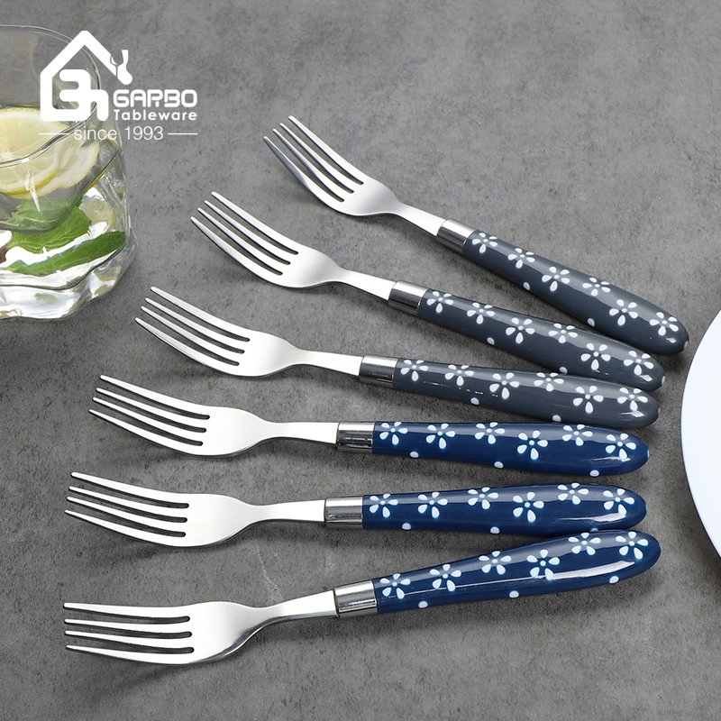 410ss Matt Polish Stainless Steel Fork with PP Plastic Handle Sinner Fork