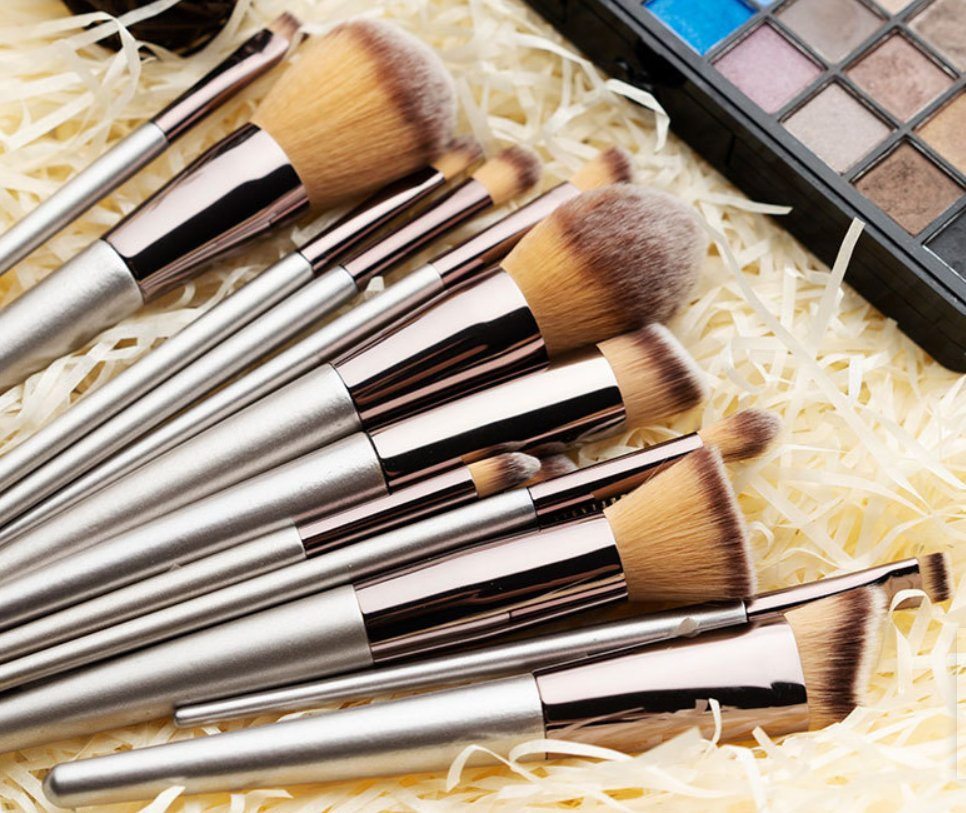 14PCS Light Gold Color Handle Professional Makeup Brushes Set Fashion Beauty Makeup Brushes Powder Brush