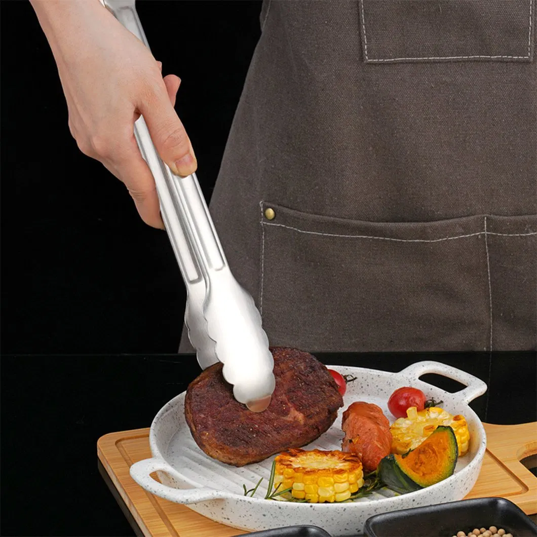 Stainless Steel BBQ Cooking Grilling Food Tongs Kitchen Utensils Stainless Steel Kitchen Tongs
