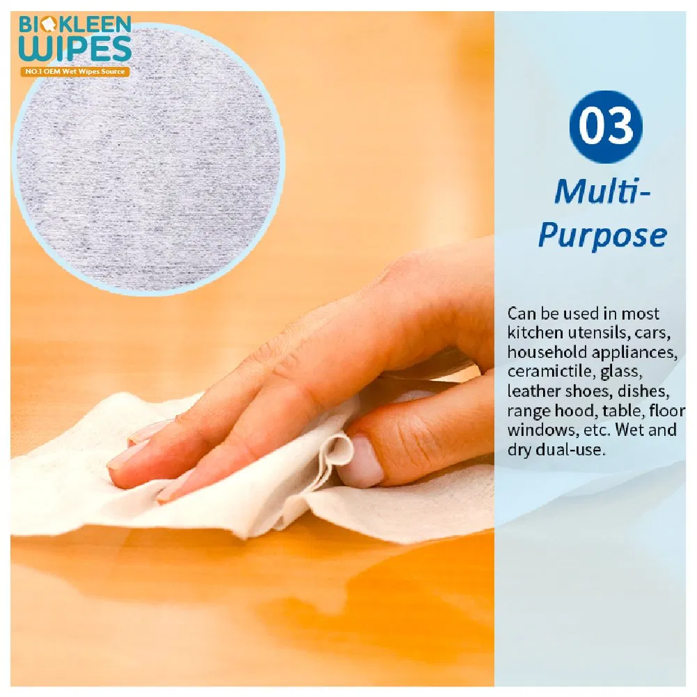 Biokleen Private Label OEM Baby Biodegradable Gym Sensitive Skin Perforated White Dry Wipes Newborns Unscented Cotton Tissue for Sensitive Skin