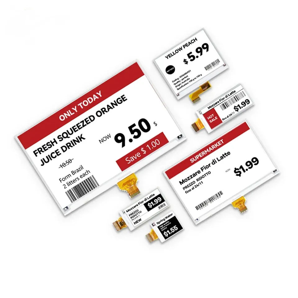 2.9-Inch Four-Color (B/W/R/Y) E-Ink Display Module - 128X296 Resolution for ESL Digital Price Tags