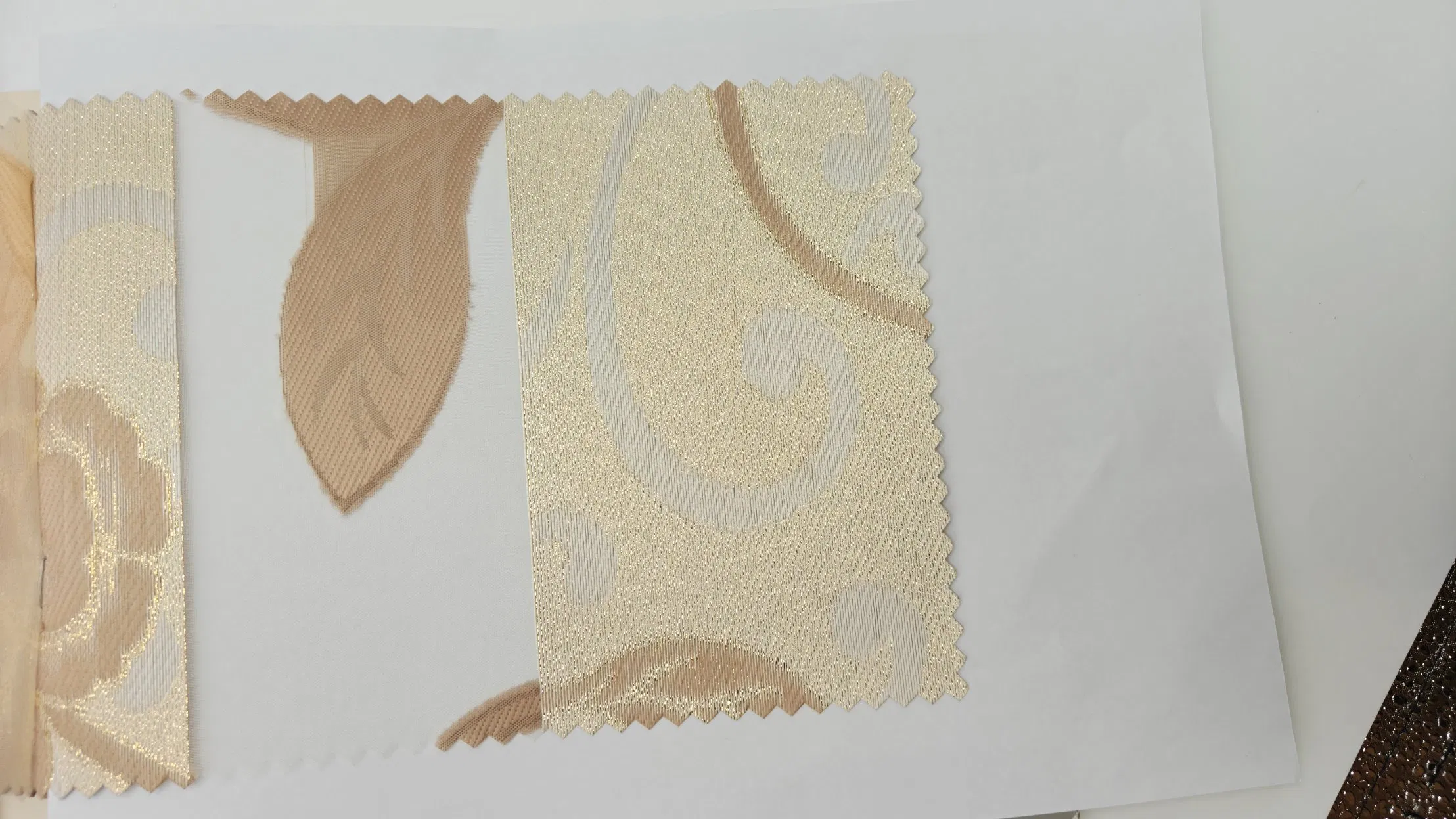 Elegant Beige Zebra Blinds with Leaf Embroidery Design