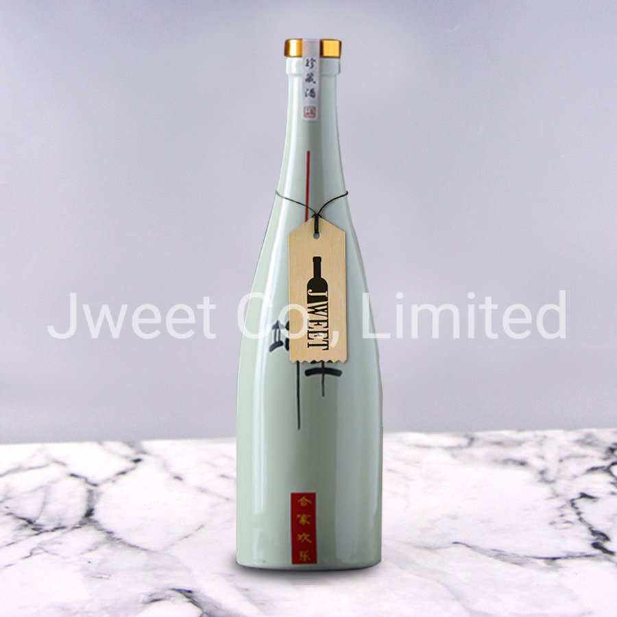 Color Coated Ceramic Wine Vodka Olive Oil Bottle with Decal Printing