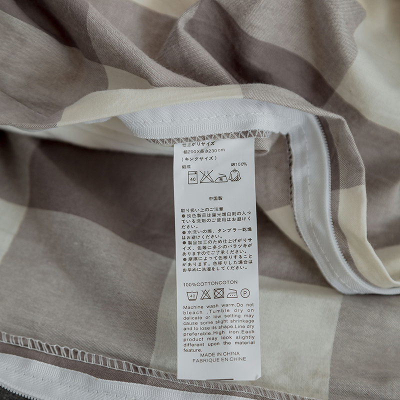 Washed Cotton Comforter Black Grey Striped Bedding Set