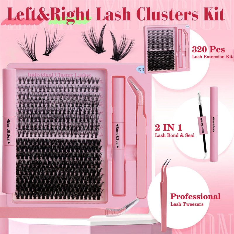 Private Label Segment Lashes DIY Eyelash Extensions Kit with Glue and Tweezers