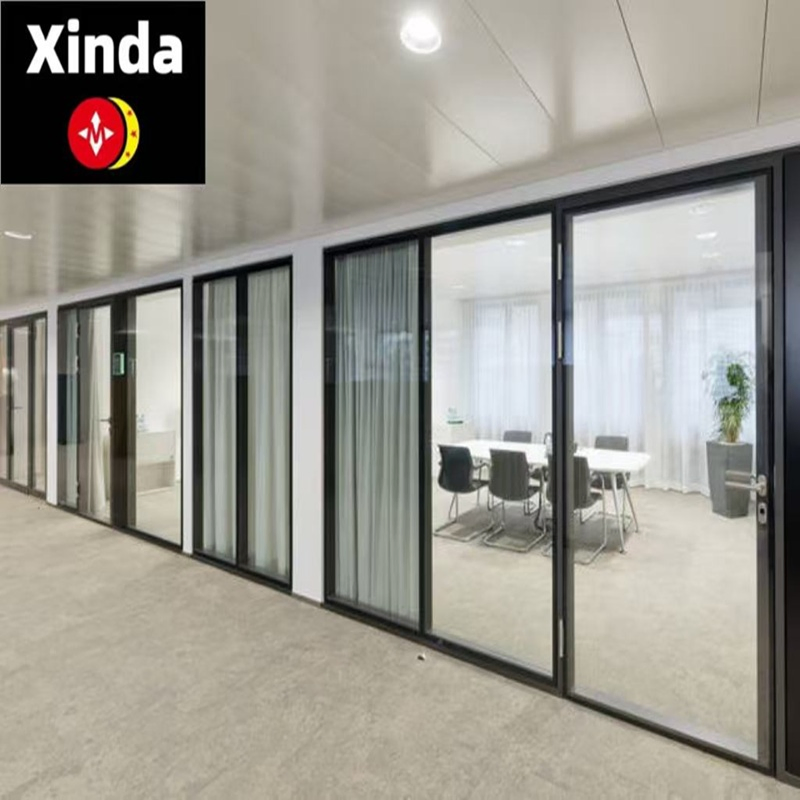 Modern Frameless Glass Office Partition Soundproof Custom Wall Divider High-Quality Construction Factory-Direct Low Prices