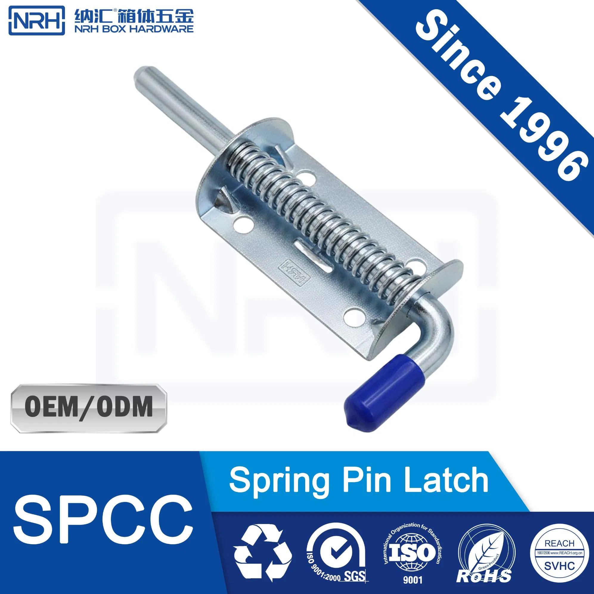 Nrh R7956 Zinc-Plated Steel Spring Bolt Latch for Secure Spring Pin Latch