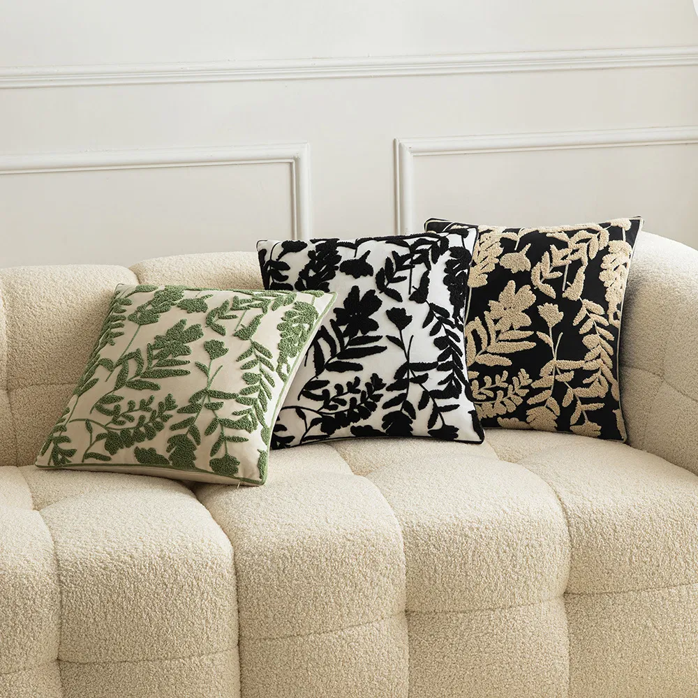 French Three-Dimensional Embroidery Pillow Cover Light Luxury High Sense Headboard Pillow Square Tufted Living Room Sofa Cushion Cover