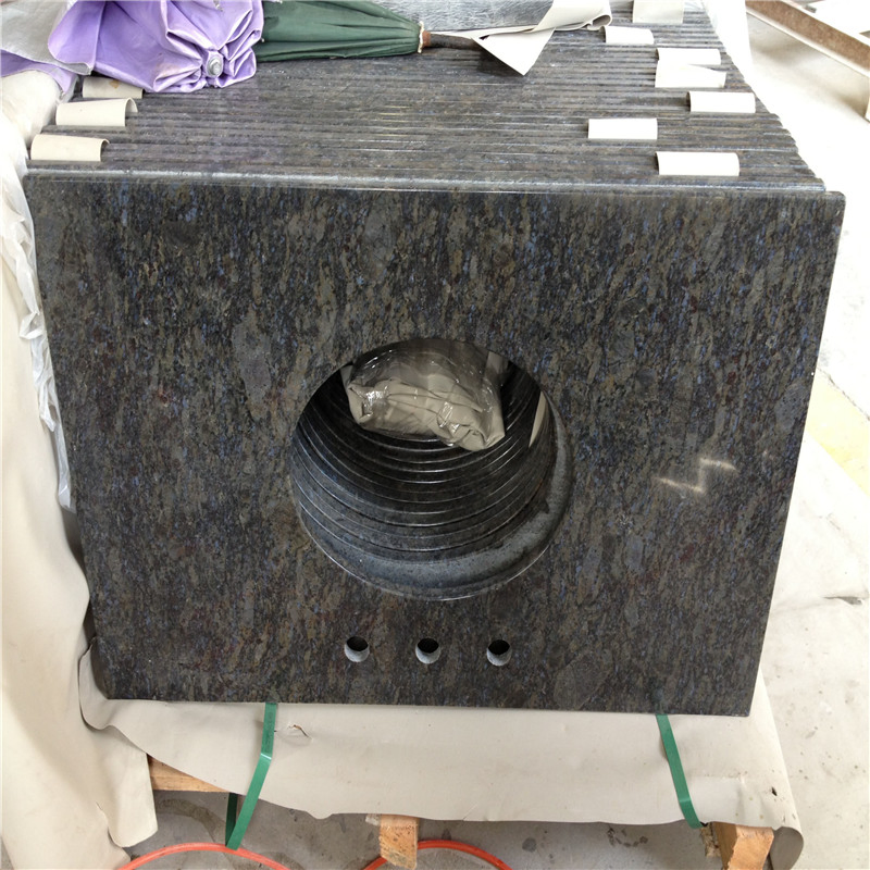 Elegant Popula Butterfly Blue Granite Vanity Countertop Island Top