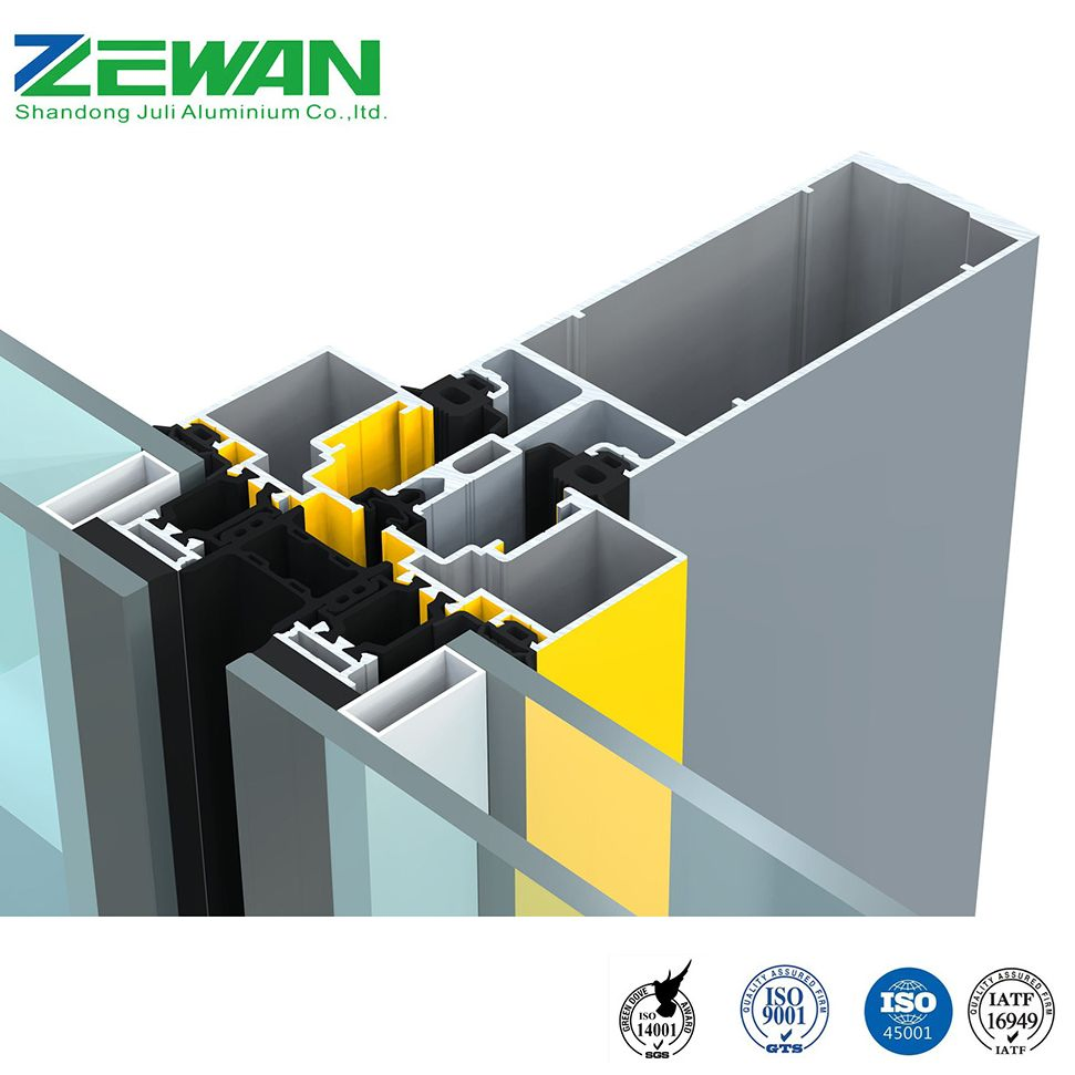 Aluminum Curtain Wall Profile Custom Powder Coating Aluminium Frame Curtain Wall Profile